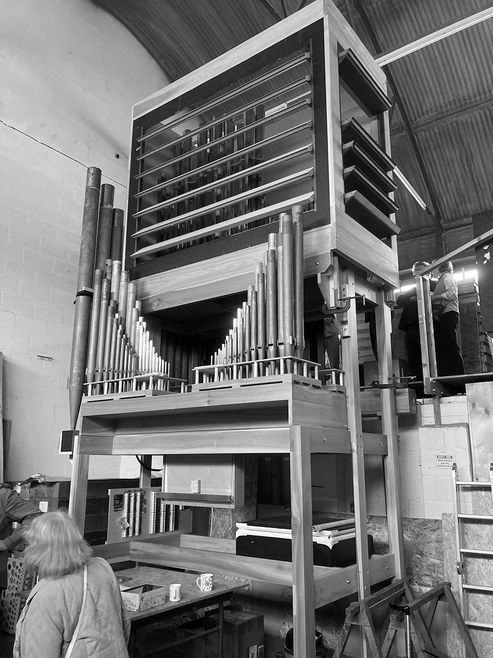 Church organ in a workshop.